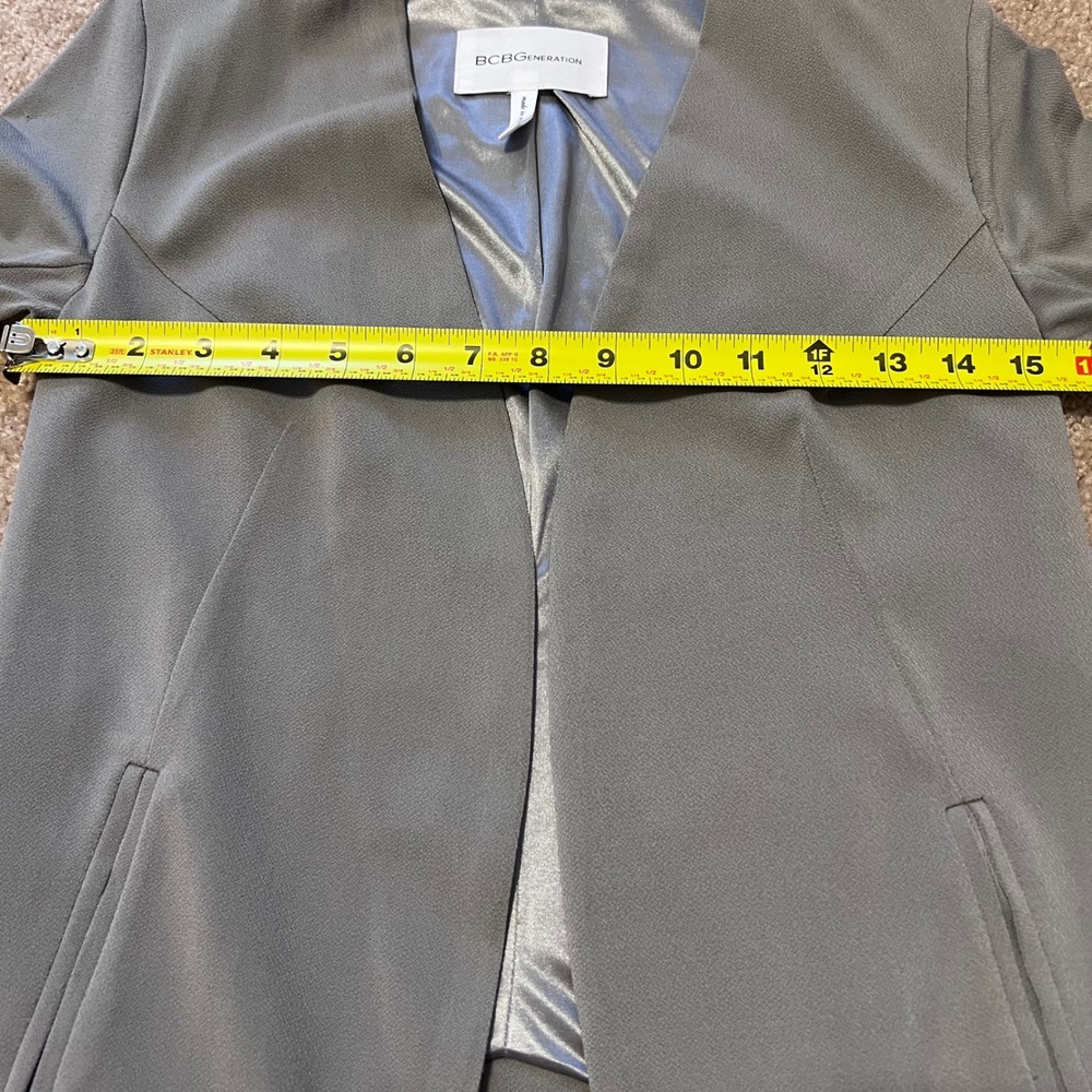 BCBGeneration Gray Open Front Draped Blazer Jacke… - image 9
